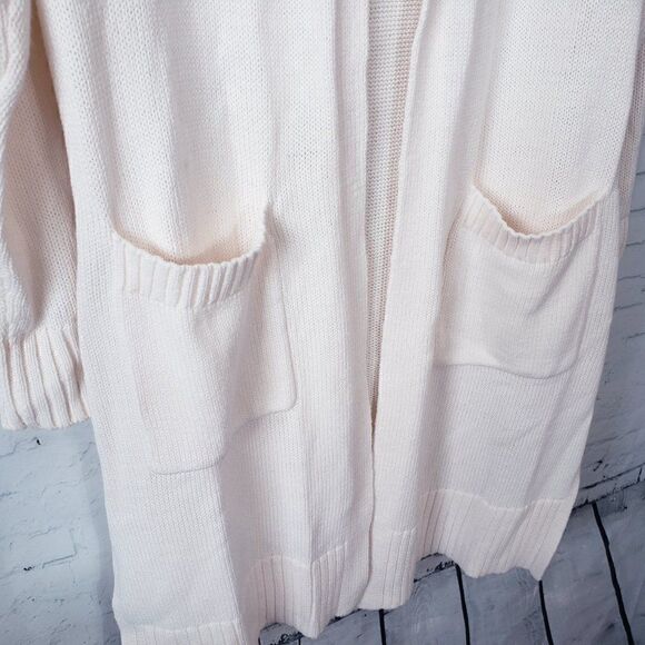 Style&Co Longline Open Front Hoodied Cardigan Sweater Size S Ivory Cream Vanilla - Picture 5 of 10